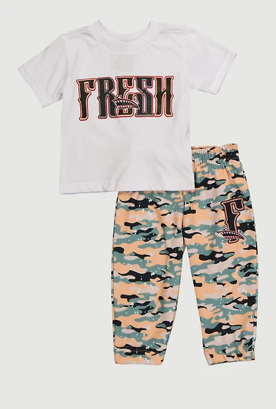 Baby Boys 12-24M Fresh Graphic Tee and Camo Sweatpants