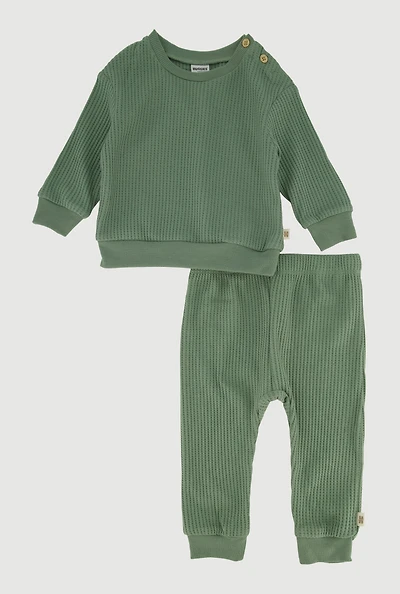 Baby Boys 12-24M Waffle Knit Thermal Long Sleeve Tee and Pants