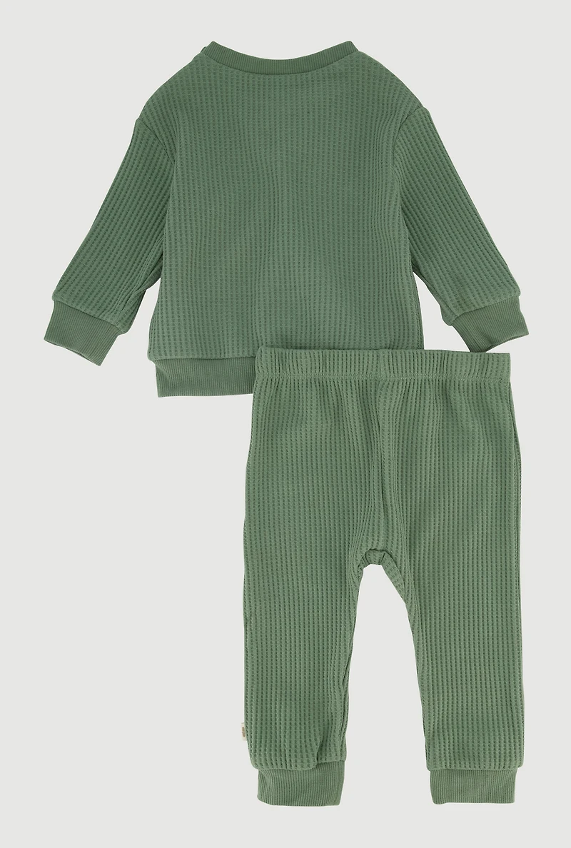 Baby Boys 12-24M Waffle Knit Thermal Long Sleeve Tee and Pants