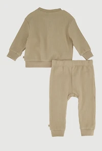 Baby Boys 12-24M Huggies Waffle Knit Henley Top and Joggers Set, Beige,