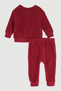 Baby Boys 12-24M Button Shoulder Thermal Top and Pants, Burgundy,