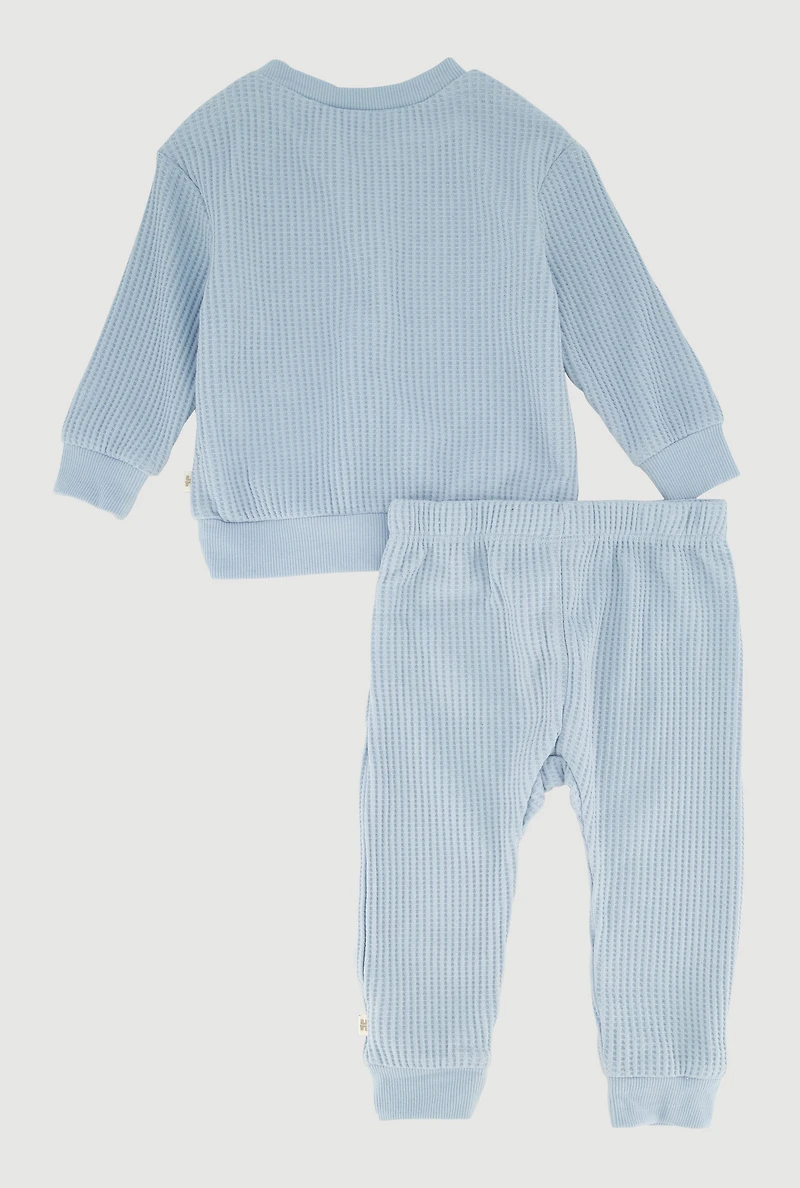 Baby Boys 12-24M Solid Thermal Top and Pants, Blue, Size 12M