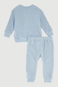 Baby Boys 12-24M Solid Thermal Top and Pants, Blue, Size 12M