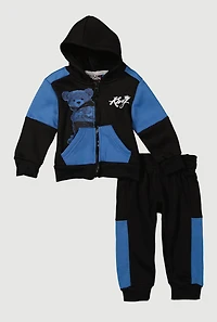 Baby Boys 12-24M King Bear Graphic Sweatshirt and Joggers, Black,
