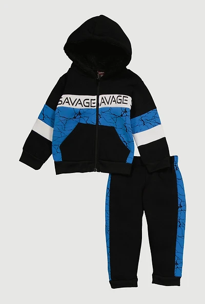 Baby Boys 12-24M Savage Color Blocked Hoodie and Joggers, Blue, Size 12M