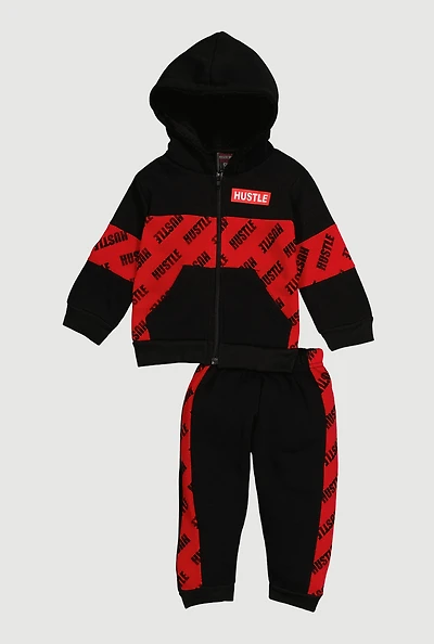 Baby Boys 12-24M Hustle Graphic Sweatshirt and Joggers, Black,