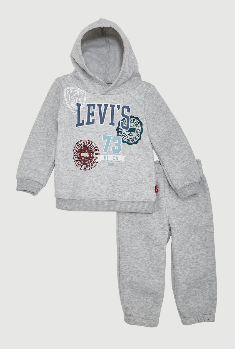 Baby Boys 12-24M Levis Marled Fleece Hoodie and Sweatpants, Grey, Size 12M