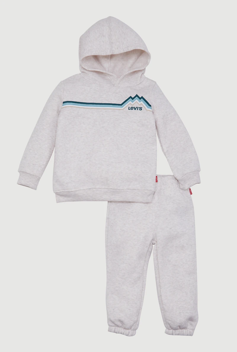 Baby Boys 12-24M Levis Mountain Graphic Fleece Hoodie and Joggers, Beige, Size 18M