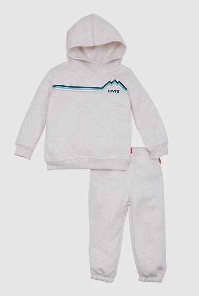 Baby Boys 12-24M Levis Mountain Graphic Fleece Hoodie and Joggers, Beige, Size 18M