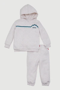 Baby Boys 12-24M Levis Mountain Graphic Fleece Hoodie and Joggers, Beige, Size 24M