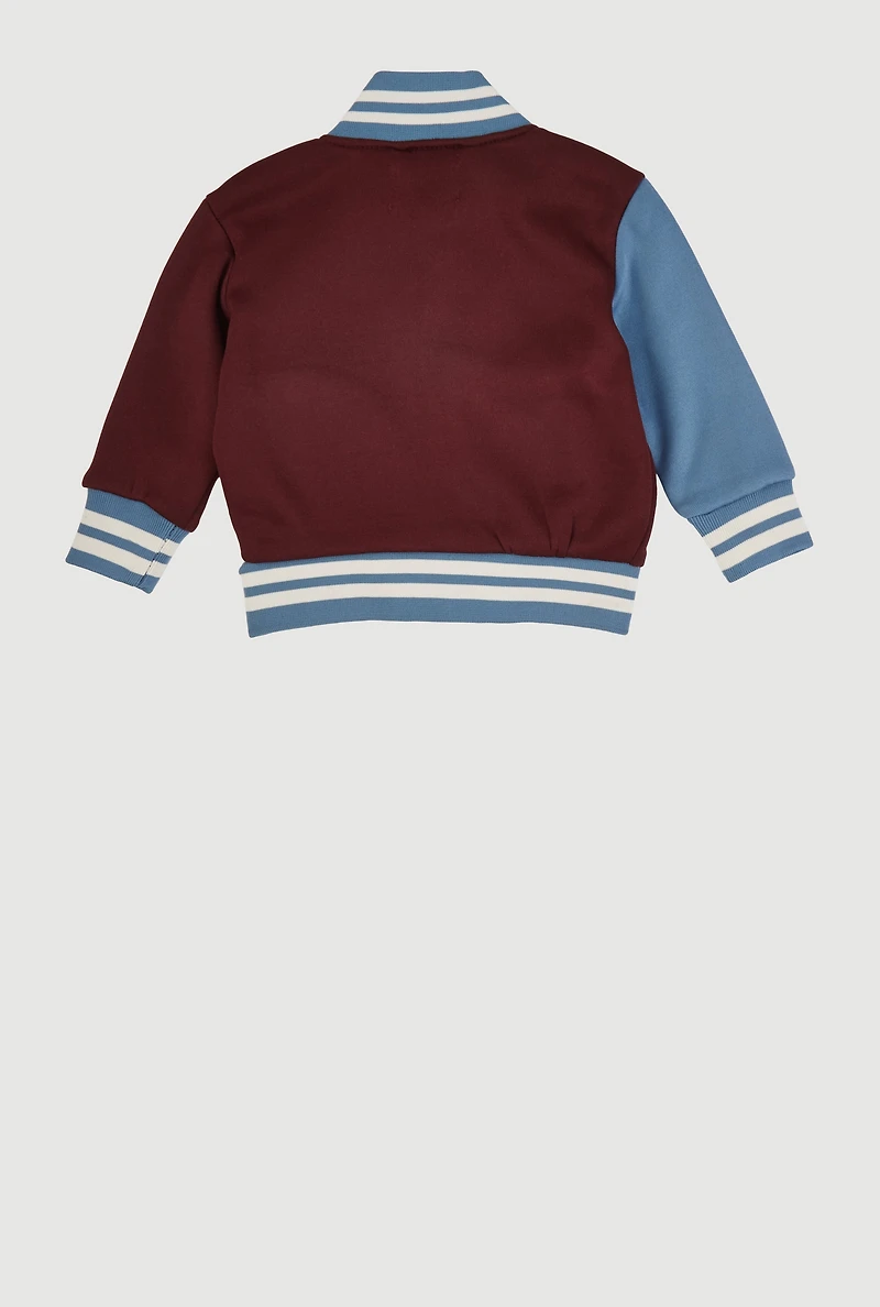 Baby Boys 12-24M Color Blocked Destination Patch Graphic Varsity Jacket