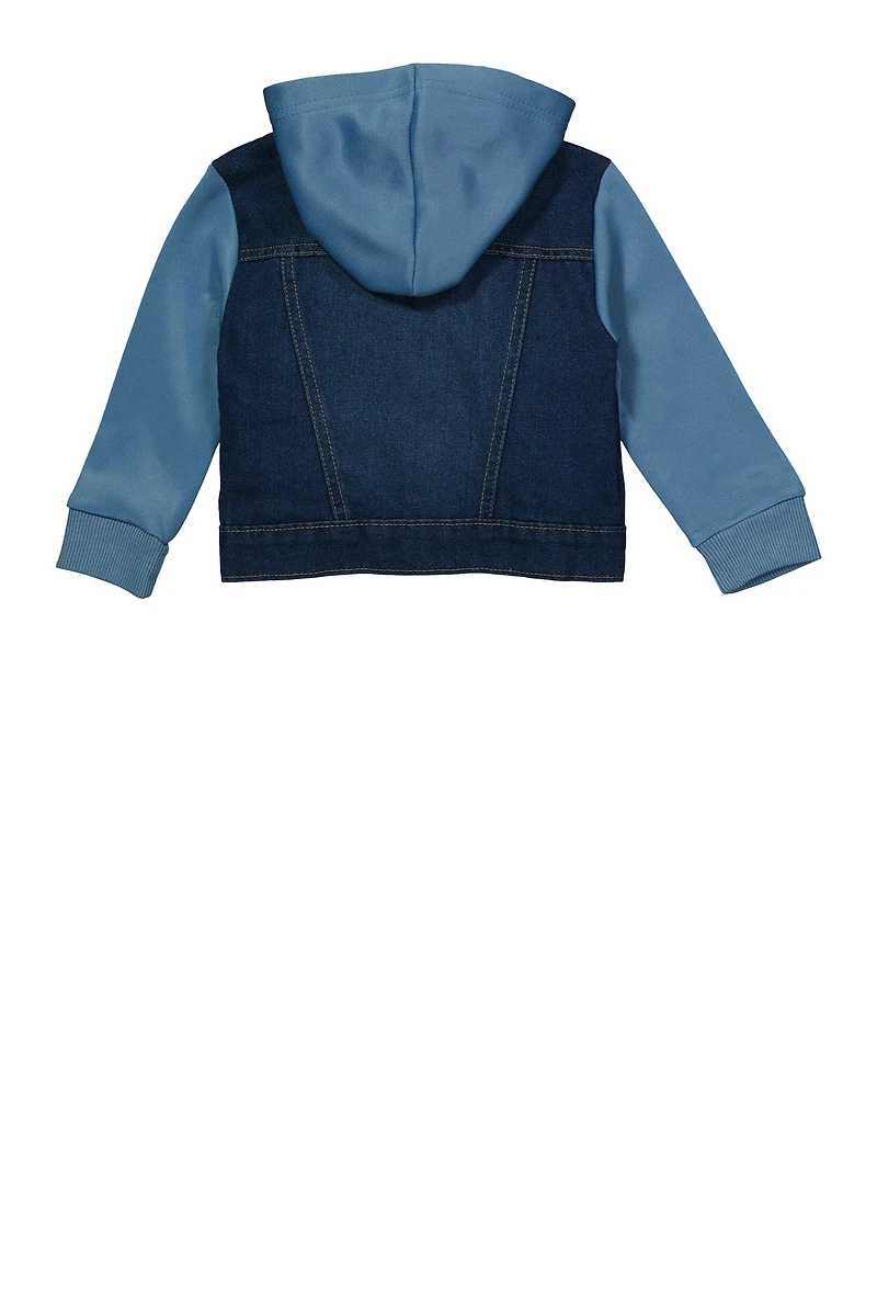 Baby Boys 12-24M Fleece Lined Hooded Denim Jacket