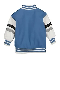 Baby Boys 12-24M Faux Leather Sleeve Varsity Jacket, Blue, Size 18M