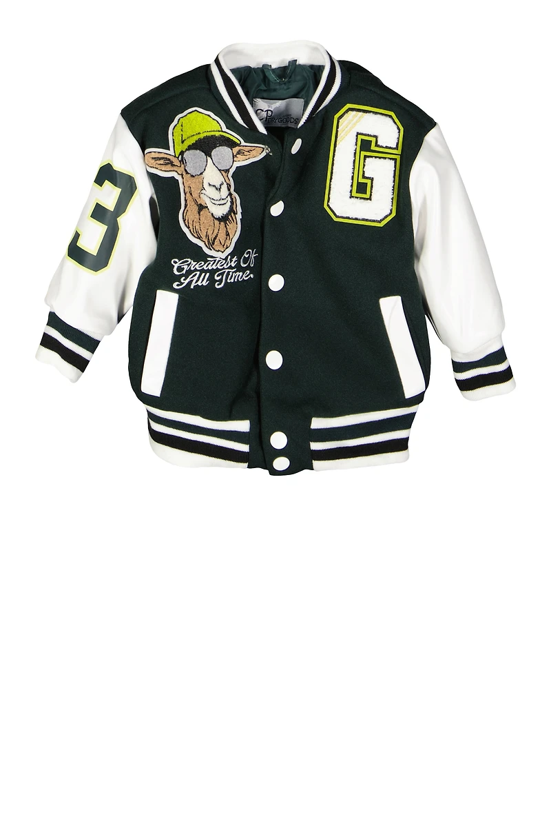 Baby Boys 12-24M Goat Chenille Patch Varsity Jacket, Green, Size 12M
