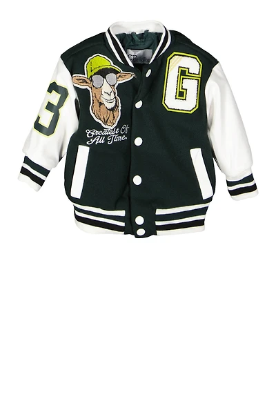 Baby Boys 12-24M Goat Chenille Patch Varsity Jacket, Green, Size 12M