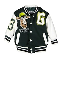Baby Boys 12-24M Goat Chenille Patch Varsity Jacket, Green, Size 12M