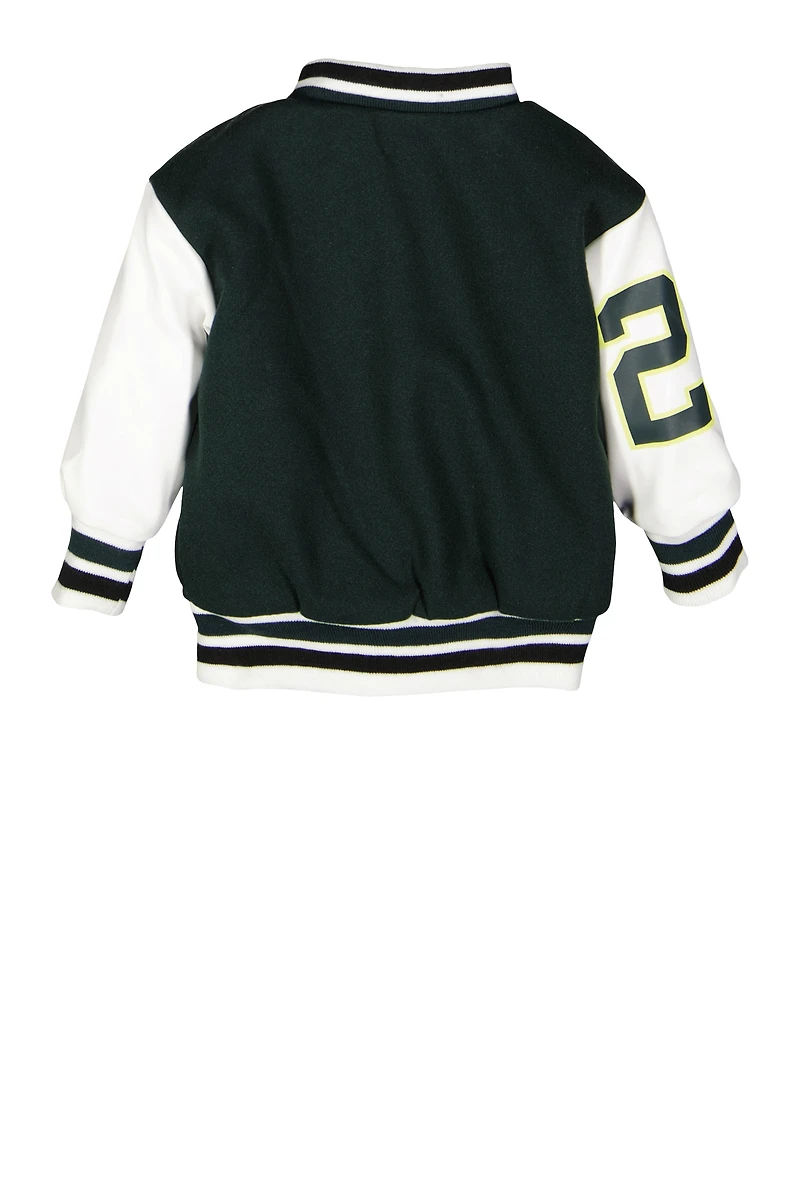 Baby Boys 12-24M Goat Chenille Patch Varsity Jacket, Green, Size 12M