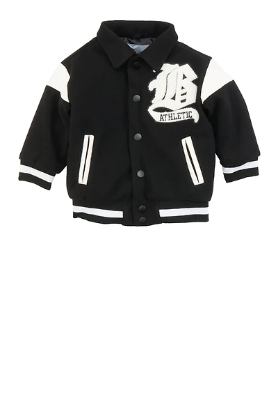 Baby Boys 12-24M Athletic Chenille Patch Varsity Jacket, Black, Size 18M