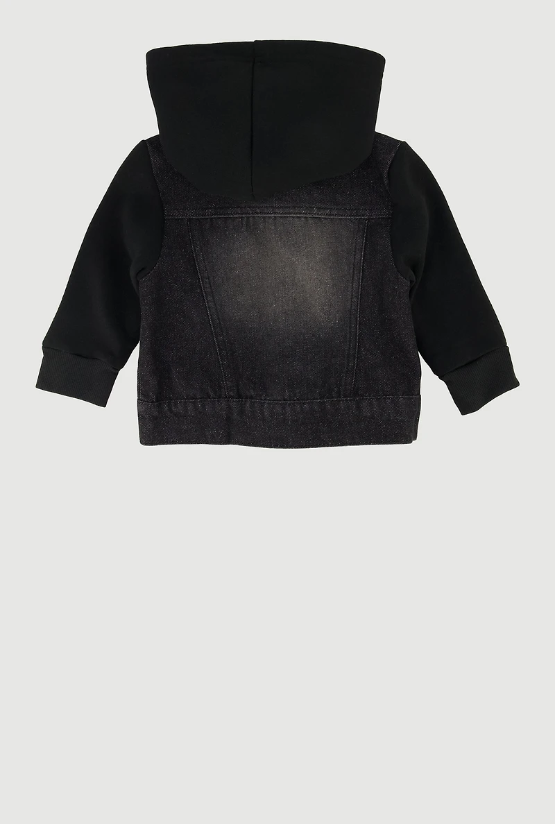 Baby Boys 0-9M Layered Look Button Front Jacket, Black, Size 9M