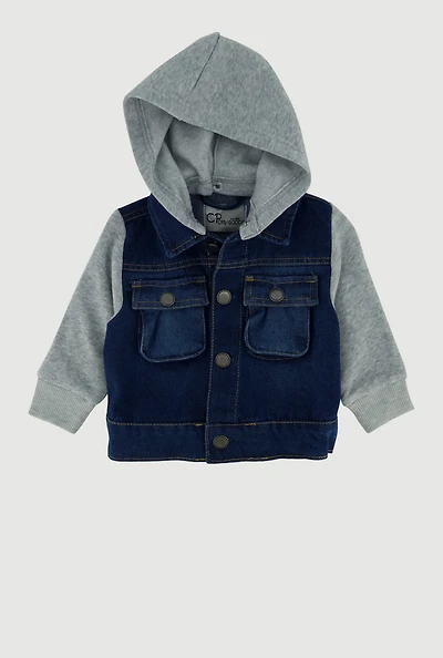 Baby Boys 0-9M Layered Look Button Front Jacket, Blue, Size 9M