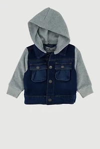 Baby Boys 0-9M Layered Look Button Front Jacket, Blue, Size 9M