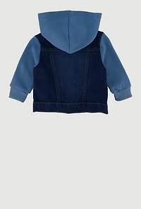 Baby Boys 0-9M Fleece Sleeve Layered Look Denim Jacket, 6M