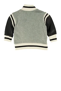 Baby Boys 0-9M Royalty Chenille Patch Graphic Varsity Jacket, Grey, Size 9M