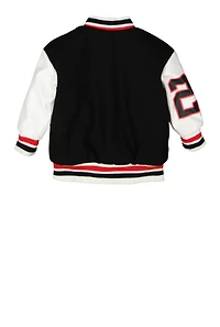 Baby Boys 0-9M Goat Chenille Patch Varsity Jacket, Black, Size 3-6M