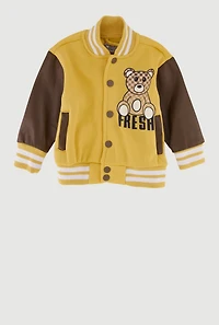Baby Boys 12-24M Fresh Bear Graphic Varsity Jacket