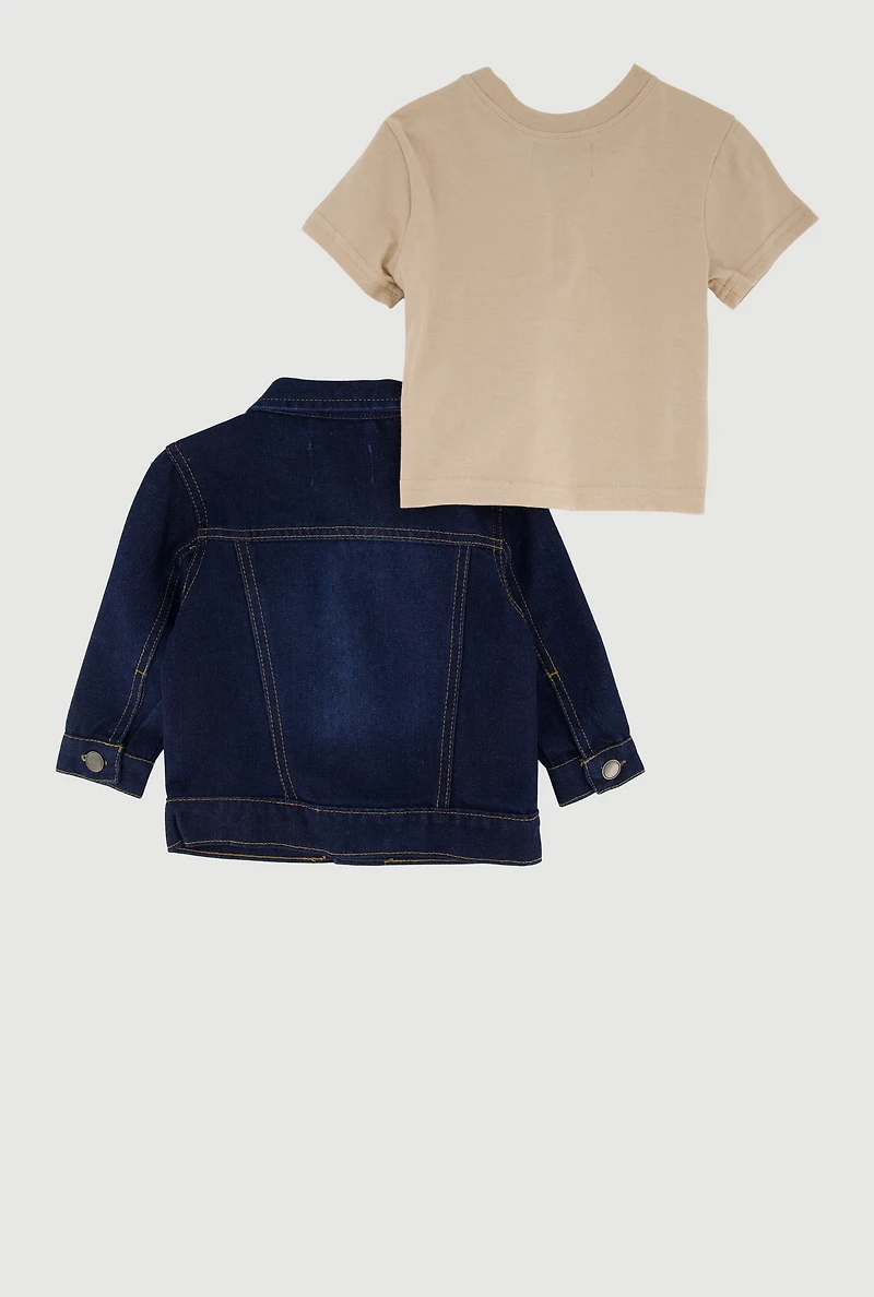 Baby Boys 12-24M Run From Nothing Graphic Tee and Jean Jacket