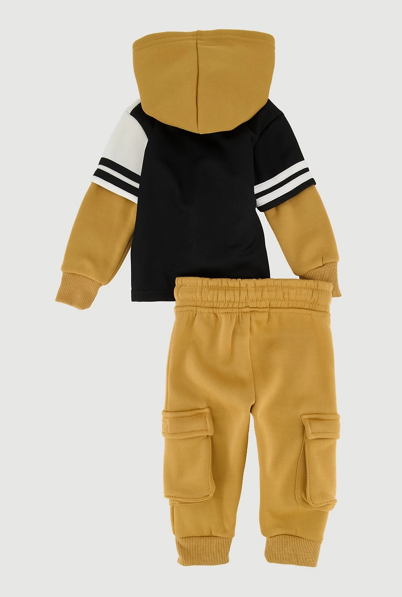 Baby Boys 0-9M Boss 02 Layered Look Hoodie and Cargo Joggers,