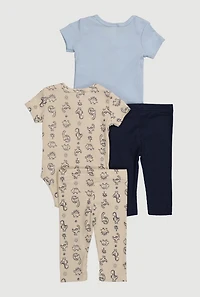 Baby Boys 0-9M Dinosaur Graphic Bodysuits and Pants 4-Piece Set, Multi, Size 0-3M
