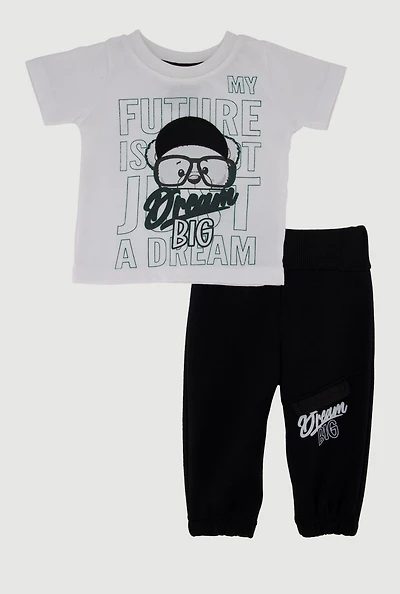 Baby Boys 0-9M Dream Big Graphic Tee and Sweatpants, Multi, Size 3-6M