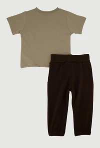 Baby Boys 0-9M Cool Bear Attitude Tee and Sweatpants, Brown,