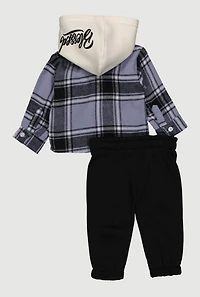 Baby Boys 0-9M Blessed Hooded Plaid Flannel Top and Joggers