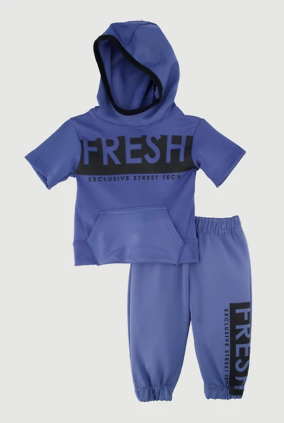 Baby Boys 0-9M Fresh Graphic Hooded Top and Joggers Set, Blue, Size 3-6M