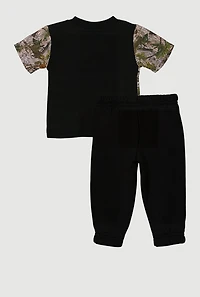 Baby Boys 0-9M 23 GOAT Hunter Camo Tee and Sweatpants, Black, Size 0-3M