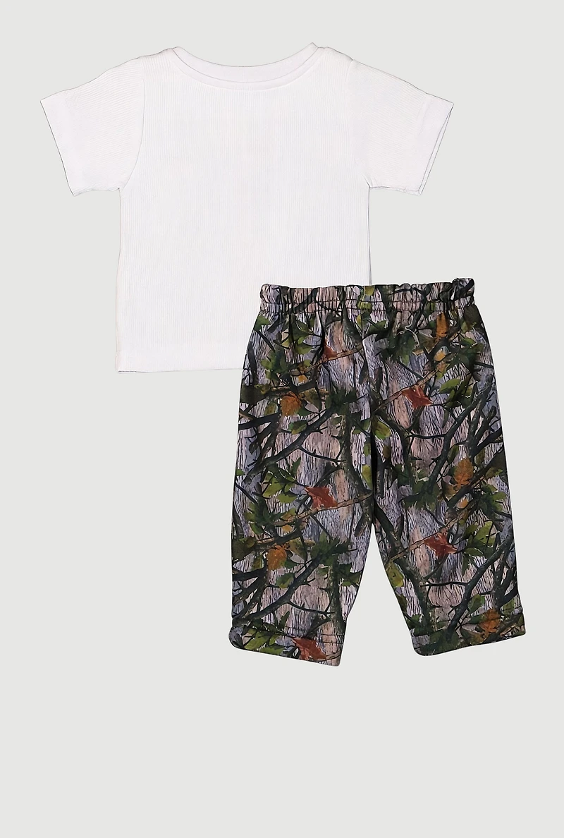 Baby Boys 0-9M Color Block Hunter Camo Graphic Tee and Sweatpants, Multi,