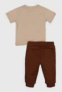 Baby Boys 0-9M Chenille Teddy Official Bear Tee and Joggers
