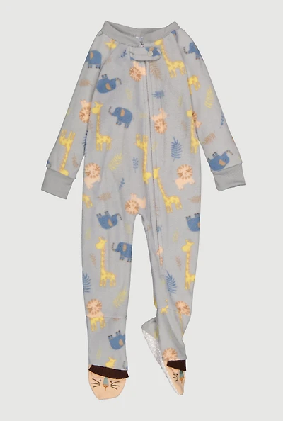 Baby Boys 12-24M Printed Pattern Footed Jumpsuit