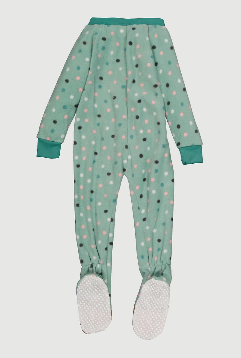 Baby Girls 12-24M Reindeer Graphic Fleece Footed Jumpsuit