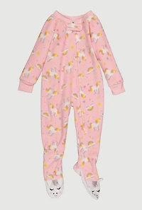 Baby Girls 12-24M Reindeer Graphic Fleece Footed Jumpsuit