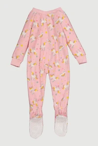 Baby Girls 12-24M Reindeer Graphic Fleece Footed Jumpsuit, Pink, Size 12M