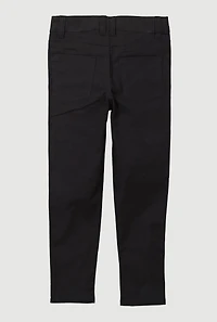 Toddler Girls Twill Distressed Skinny Leg Pants, Black, Size 6X