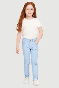 Little Girls Stretch Twill Skinny Pants, 5