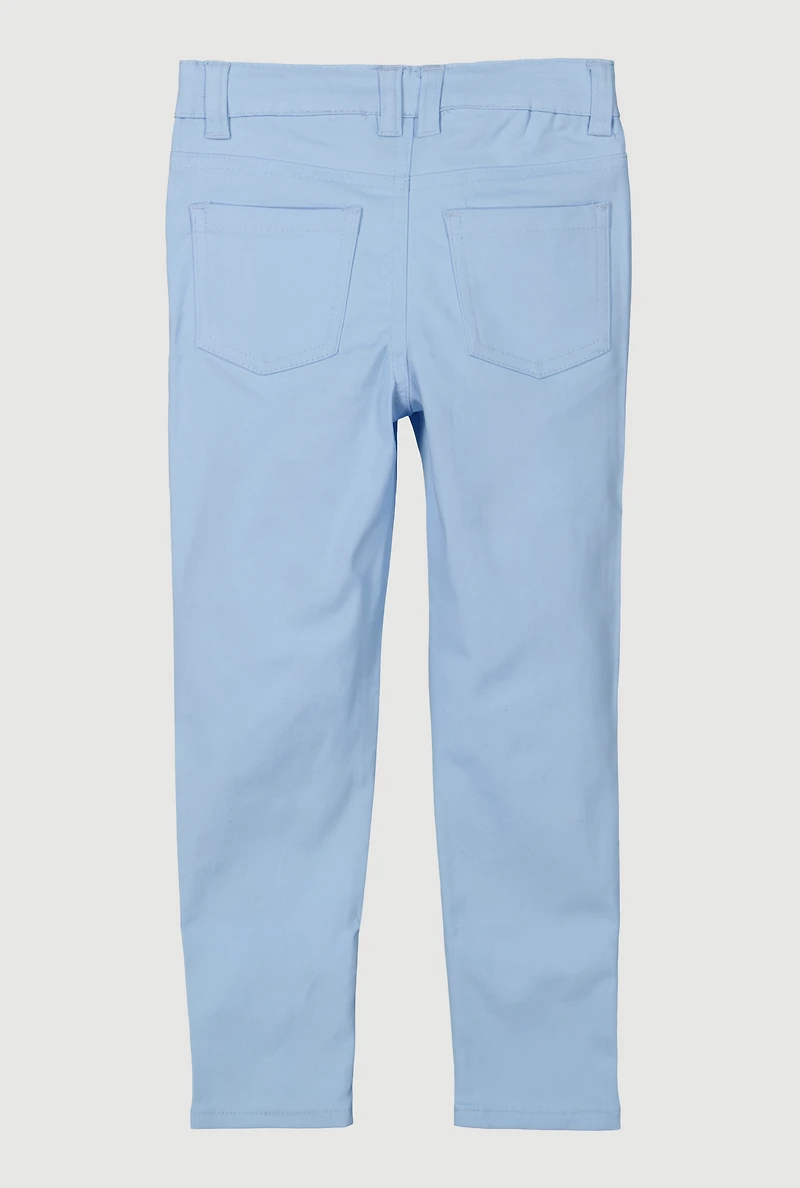 Little Girls Stretch Twill Skinny Pants, Blue,