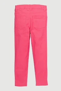 Little Girls Stretch Twill Skinny Pants, Pink, Size 6