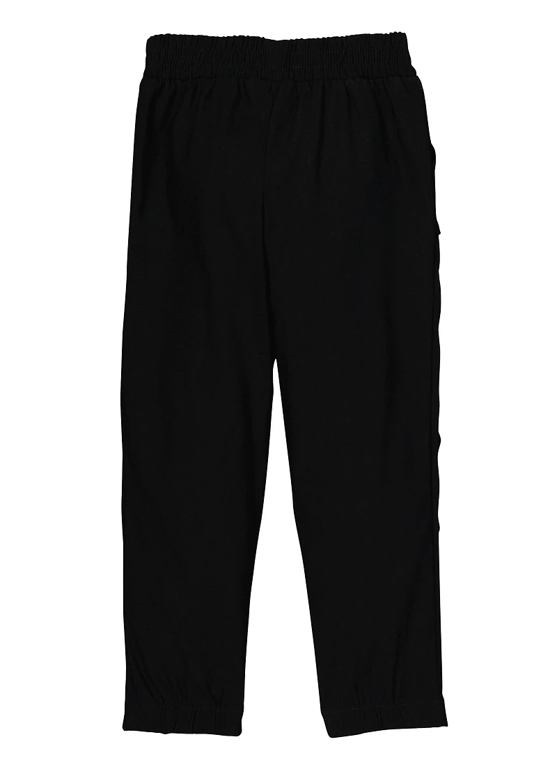 Little Girls Drawstring Waist Cargo Pants,