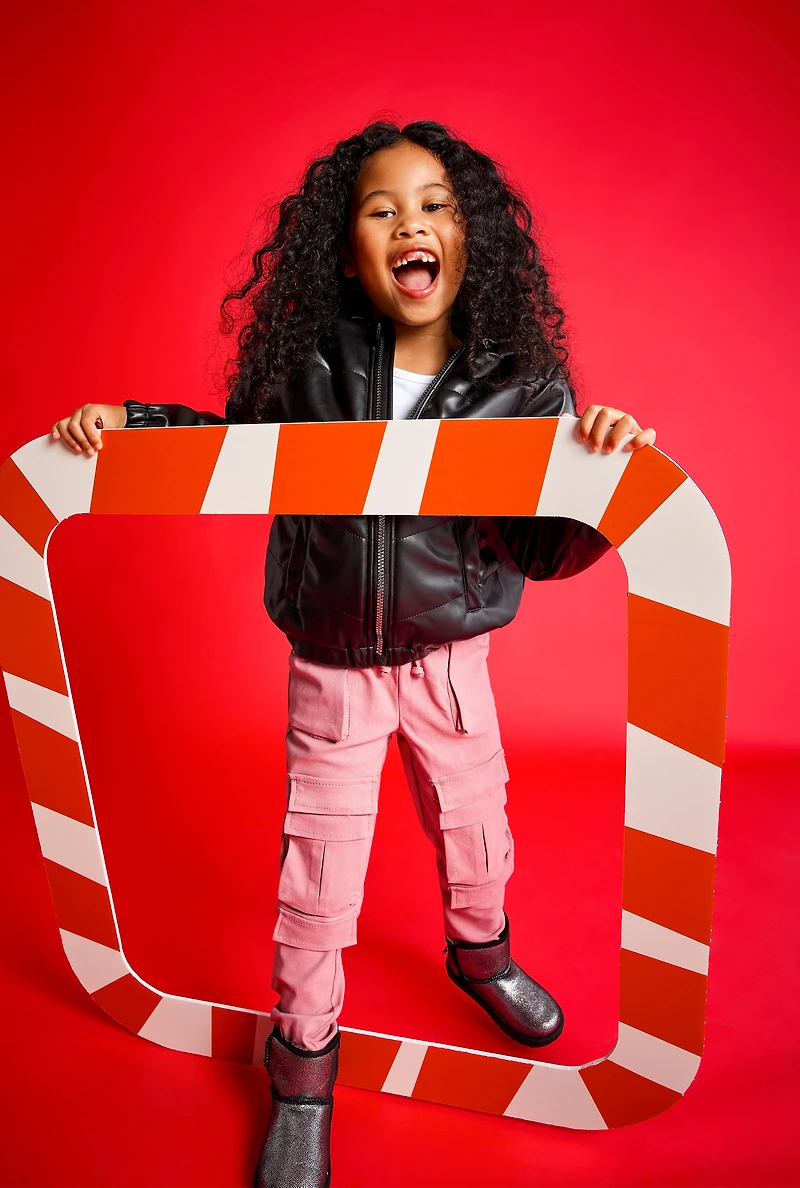 Little Girls Drawstring Waist Cargo Pants