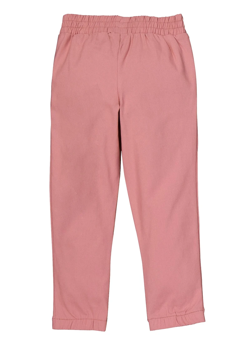 Little Girls Drawstring Waist Cargo Pants, 5